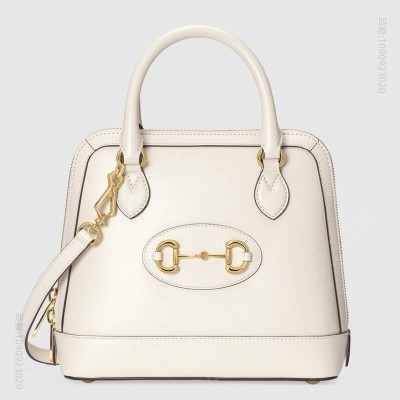 A货古驰 Gucci 马衔扣1955系列小号手提包 Gucci牛皮贝壳包 白色 高仿古奇