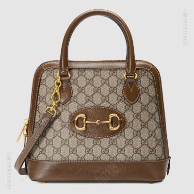 A货古驰 Gucci 马衔扣1955系列小号手提包 Gucci贝壳包 棕色 高仿古奇