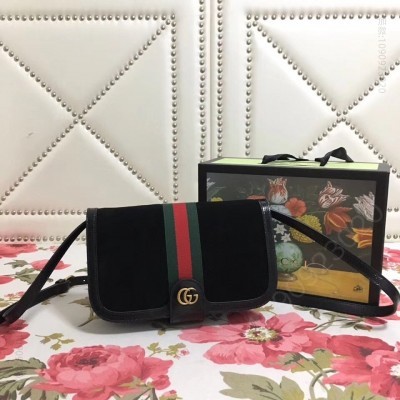 A货古驰 Gucci Ophidia系列 磨砂皮古驰肩包 隔层风琴设计 Gucci手包 黑色 高仿古奇