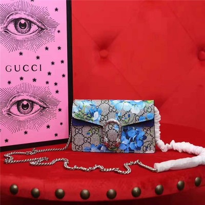 古驰女包 Gucci Dionysus 系列Blooms印花超迷你手袋 Gucci酒神包天竺葵印花 蓝色 原单古驰