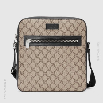 古驰男包 Gucci Supreme高级人造革扁平邮差包 Gucci男士斜挎...