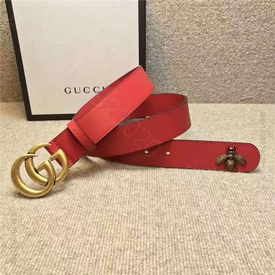 古驰女士皮带 GUCCI 小蜜蜂 古奇2017新款 平纹头层牛皮 仿古金属小...