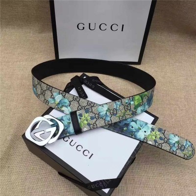 古驰女士皮带 古驰Gucci i2017新品上市 互扣式双G带扣腰带 Blooms天竺蔡印花 原单古驰腰带 高仿古驰女士皮带 古驰女士腰带