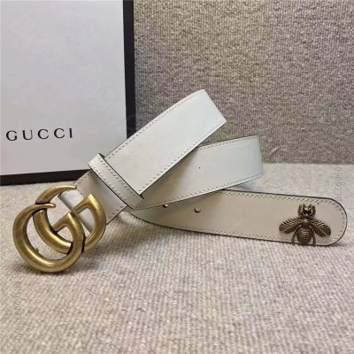 古驰女士皮带 GUCCI 小蜜蜂 古奇2017新款 平纹头层牛皮 仿古金属小...