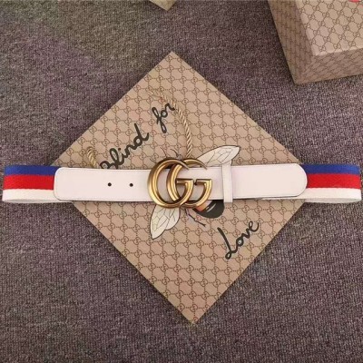 古驰女士皮带 GUCCl经典皮带 海外原单货 意大利创作 金属扣 头尾胎牛皮 白色 原单古驰腰带 高仿古驰女士皮带 古驰女士腰带