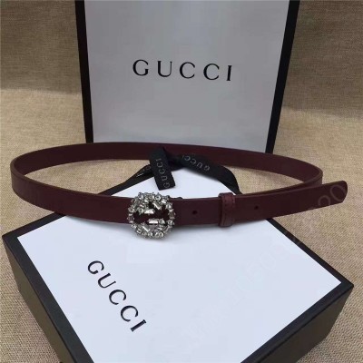 古驰女士皮带 Gucci原版 牛皮搭配原单水晶 双G扣头 彰显超凡品味 顶级精品 原单古驰腰带 高仿古驰女士皮带 古驰女士腰带