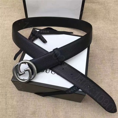 古驰皮带 GUCCI 古奇双G 原版牛皮荔枝纹 金属腰带扣 超凡品味 进口牛...