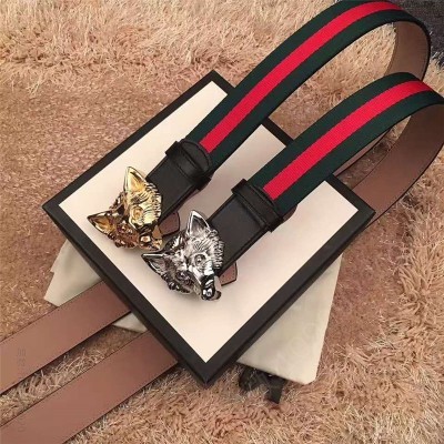 古驰女士皮带 Gucci 古奇新款 头层牛皮腰带 情侣款 精钢狼头扣 原单古驰腰带 高仿古驰女士皮带 古驰女士腰带