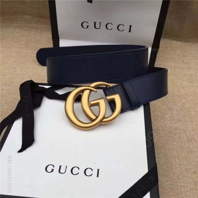 古驰女士皮带 GUCCI 金色扣 原版牛皮 原单皮带仿古铜金属腰 带扣 原单古驰腰带 高仿古驰女士皮带 古驰女士腰带