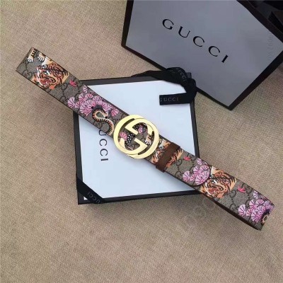 古驰皮带 古驰 Gucci 2017新品上市 标志性双G Caleido印花 进口人造革 原单古驰腰带 高仿古驰女士皮带 古驰女士腰带