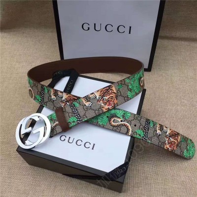 古驰皮带 古驰 Gucci 2017新品上市 标志性双G Caleido印花 进口人造革 原单古驰腰带 高仿古驰女士皮带 古驰女士腰带
