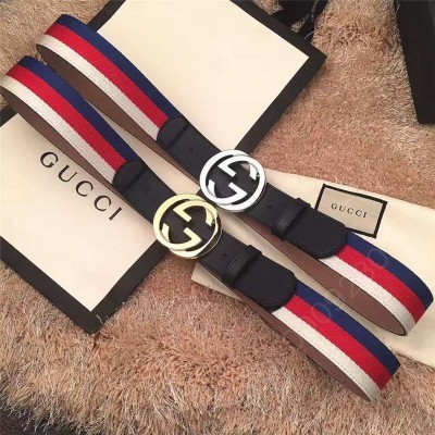 古驰皮带 Gucci 新款 双G带扣 Sylvie织布真皮腰带 情侣款 黑色 原单古驰腰带 高仿古驰女士皮带 古驰女士腰带