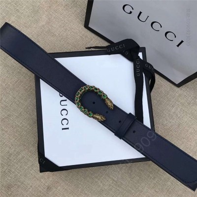 古驰皮带 GUCCI 古驰 2017畅销女款 双面进口平纹 头层牛皮 龙头花纹扣 蓝带绿钻金扣 原单古驰腰带 高仿古驰女士皮带 古驰女士腰带