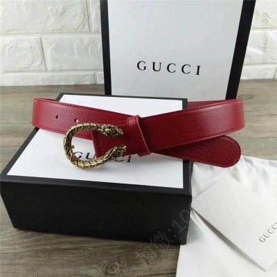 古驰皮带 473030 GUCCI 新款 复古纯铜龙头扣 女士腰带 红色 原单古驰腰带 高仿古驰女士皮带 古驰女士腰带