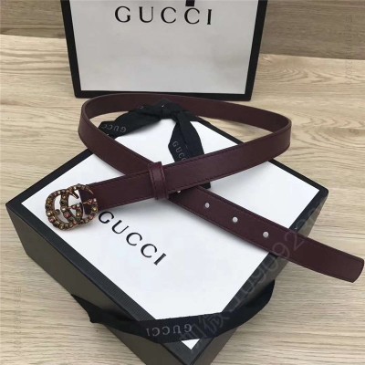 古驰皮带 GUCCI皮带 头层牛皮 七彩水晶古铜扣 GUCCI腰带 女士皮带 棕色 原单古驰腰带 高仿古驰女士皮带 古驰女士腰带