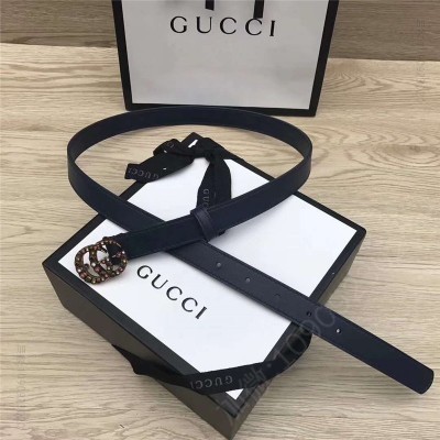 古驰皮带 GUCCI皮带 头层牛皮 七彩水晶古铜扣 GUCCI腰带 女士皮带 蓝色 原单古驰腰带 高仿古驰女士皮带 古驰女士腰带