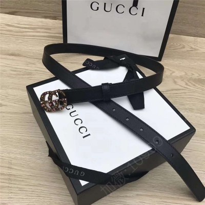 古驰皮带 GUCCI皮带 头层牛皮 七彩水晶古铜扣 GUCCI腰带 女士皮带 黑色 原单古驰腰带 高仿古驰女士皮带 古驰女士腰带