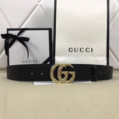 古驰皮带 Gucci 2017新款 牛皮 互扣式满钻GG带扣 Gucci腰带 男款皮带 金色 原单古驰腰带 高仿古驰女士皮带 古驰男士腰带