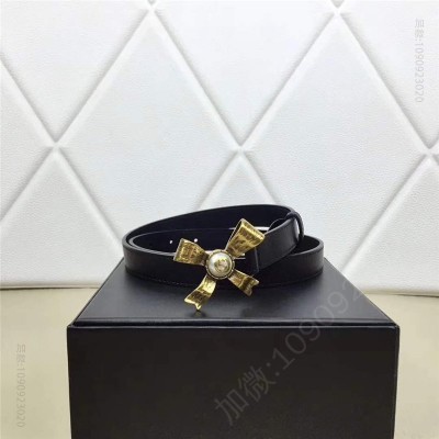 古驰皮带 Gucci 2017年新款 牛皮 金属蝴蝶结饰钉 双G带扣 女式皮带 黑色 原单古驰腰带 高仿古驰女士皮带 古驰女士腰带