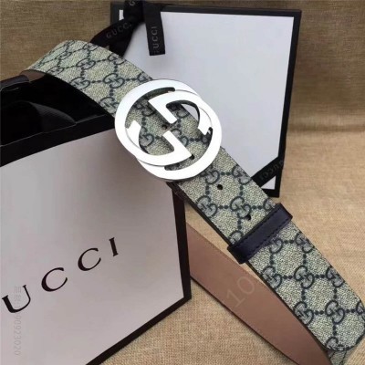 古驰女士皮带 古驰 Gucci 原单面料 头层树膏磨砂底 双G扣头 银色 原单古驰腰带 高仿古驰皮带 古驰女士腰带