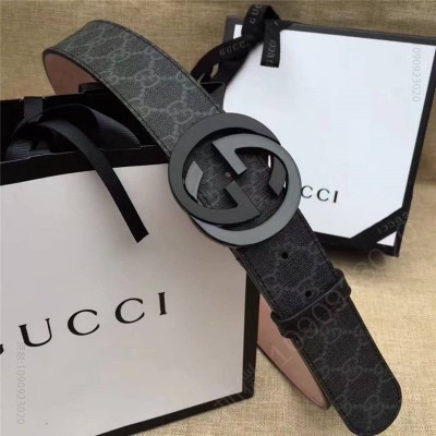 古驰皮带 古驰 Gucci 原单面料 头层树膏磨砂底 双G扣头 黑色 原单古驰腰带 高仿古驰皮带 古驰女士腰带