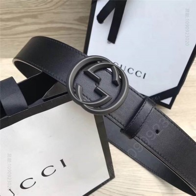 古驰皮带 经典款双G 古奇男士皮带 Gucci皮带 Gucci时尚牛皮男士腰带 进口小牛皮 黑色 原单古驰腰带 高仿古驰皮带 古驰女士腰带