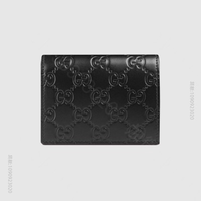 古驰钱包 Gucci Signature系列 热压皮革 卡片夹 黑色 原单古...
