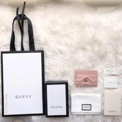 古驰女士钱包 Gucci GG Marmont系列卡片夹 Gucci卡包 裸...