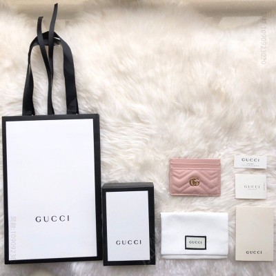 古驰女士钱包 Gucci GG Marmont系列卡片夹 Gucci卡包 裸色 原单古驰钱夹 高仿古驰