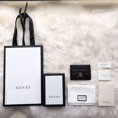 古驰女士钱包 Gucci GG Marmont系列卡片夹 Gucci卡包 黑...