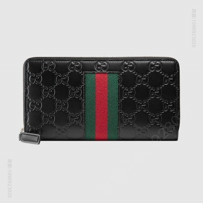 古驰钱包 Gucci钱包 Gucci零钱包 Gucci最新款 Signature材质打造钱夹 黑色 原单古驰钱夹 古驰男士钱包
