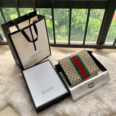 古驰钱包 Gucci GG Supreme高级人造帆布手拿包 Gucci手包 乌木色 原单古驰钱夹 古驰男士钱包