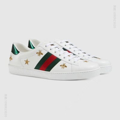 古驰男鞋 GUCCI Ace系列 刺绣 低帮运动鞋 Gucci小白鞋 白色 原单古驰男鞋 高仿古驰