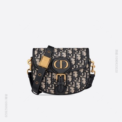 迪奥女包 迪奥 Dior Bobby 小号手袋 蓝色 Oblique 印花女...