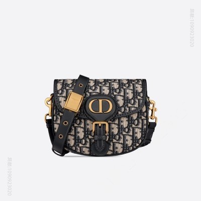 迪奥女包 迪奥 Dior Bobby 小号手袋 蓝色 Oblique 印花女包 高仿迪奥女包 原单迪奥
