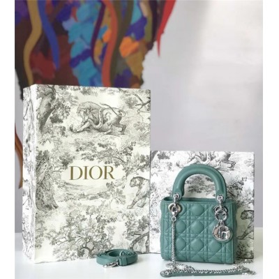 迪奥女包 Dior迪奥 Lady Dior 经典迪奥戴妃包 羊皮 Dior链条包 蓝绿色 高仿迪奥女包 原单迪奥