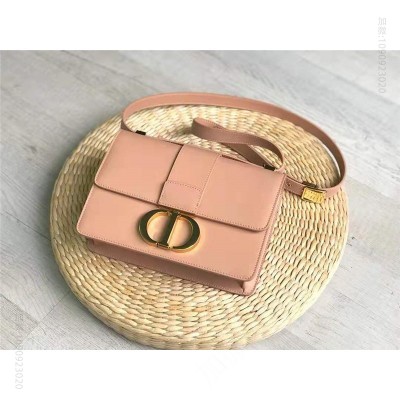 迪奥女包 Dior 30 Montaigne 原色光滑牛皮 翻盖式 迪奥手提包 Dior肩包 粉色 原单迪奥