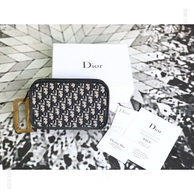 迪奥女包 Diorquake Dior Oblique酒红色提花帆布皮夹 Dior手包 Dior手拿包 黑色 原单迪奥