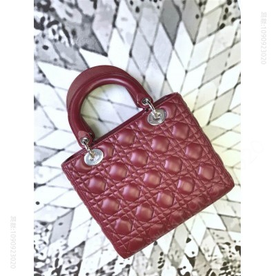 迪奥女包 Dior女包 迪奥包包 迪奥戴妃羊皮 Lady Dior 经典戴妃包 红色 高仿迪奥女包