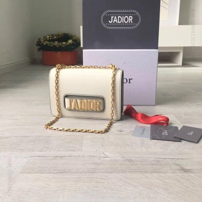 迪奥女包 迪奥Dior JADIO RDIOR链条包 頂級小牛皮翻蓋式包 白色 高仿迪奥女包 原单迪奥女包