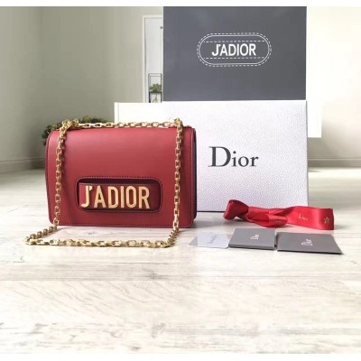 迪奥女包 迪奥Dior JADIOR DIOR链条包 頂級小牛皮翻蓋式包 红色 高仿迪奥女包 原单迪奥女包