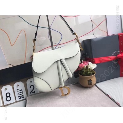 迪奥女包 Dior Saddle小牛皮手提包 Dior马鞍包 Dior女包 白色 高仿迪奥女包 原单迪奥女包