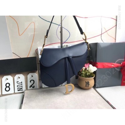 迪奥女包 Dior Saddle小牛皮手提包 Dior马鞍包 Dior女包 蓝色 高仿迪奥女包 原单迪奥女包
