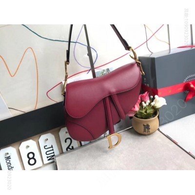 迪奥女包 Dior Saddle小牛皮手提包 Dior马鞍包 Dior女包 玫红 高仿迪奥女包 原单迪奥女包