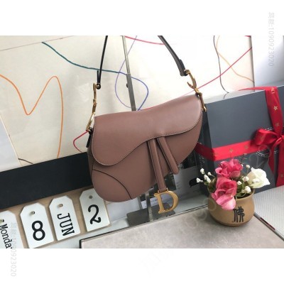 迪奥女包 Dior Saddle小牛皮手提包 Dior马鞍包 Dior女包 豆沙色 高仿迪奥女包 原单迪奥女包