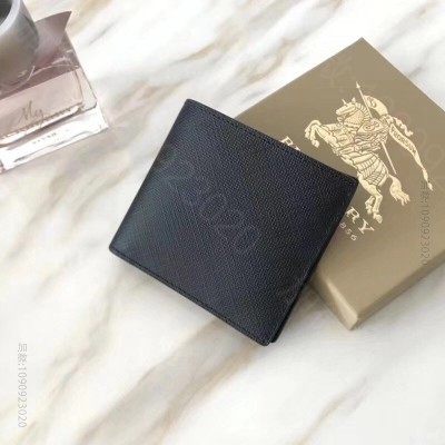 巴宝莉男士钱包 Burberry男款钱夹 London格纹拼皮革 短款 巴宝...