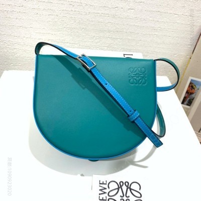 罗意威女包 Loewe罗意威 Heel bag mini手袋 小牛皮单肩斜挎包 蓝色 原单罗意威女包