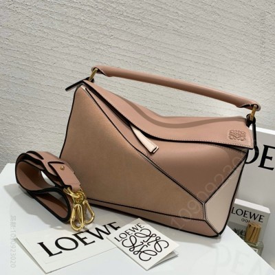 罗意威女包 LOEWE罗意威 Puzzle Bag 中号罗意威几何包 藕粉拼色 原单罗意威女包