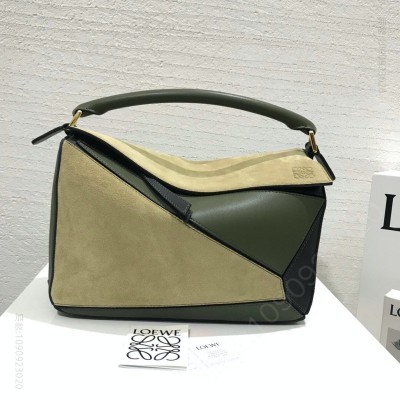 罗意威女包 LOEWE罗意威 Puzzle Bag 中号罗意威几何包 绿色拼色 原单罗意威女包