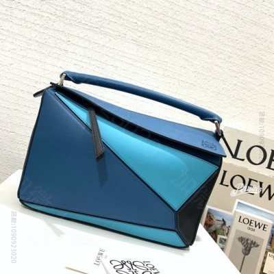 罗意威女包 LOEWE罗意威 Puzzle Bag 中号罗意威几何包 蓝配黑...